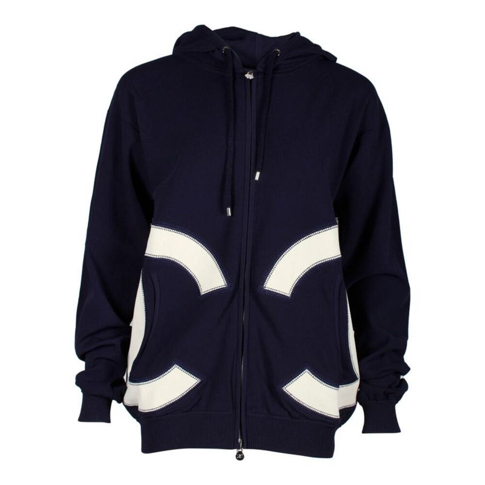 CHANEL | Jackets & Coats | Chanel Zip Hooded Cc Sweatshirt In Navy